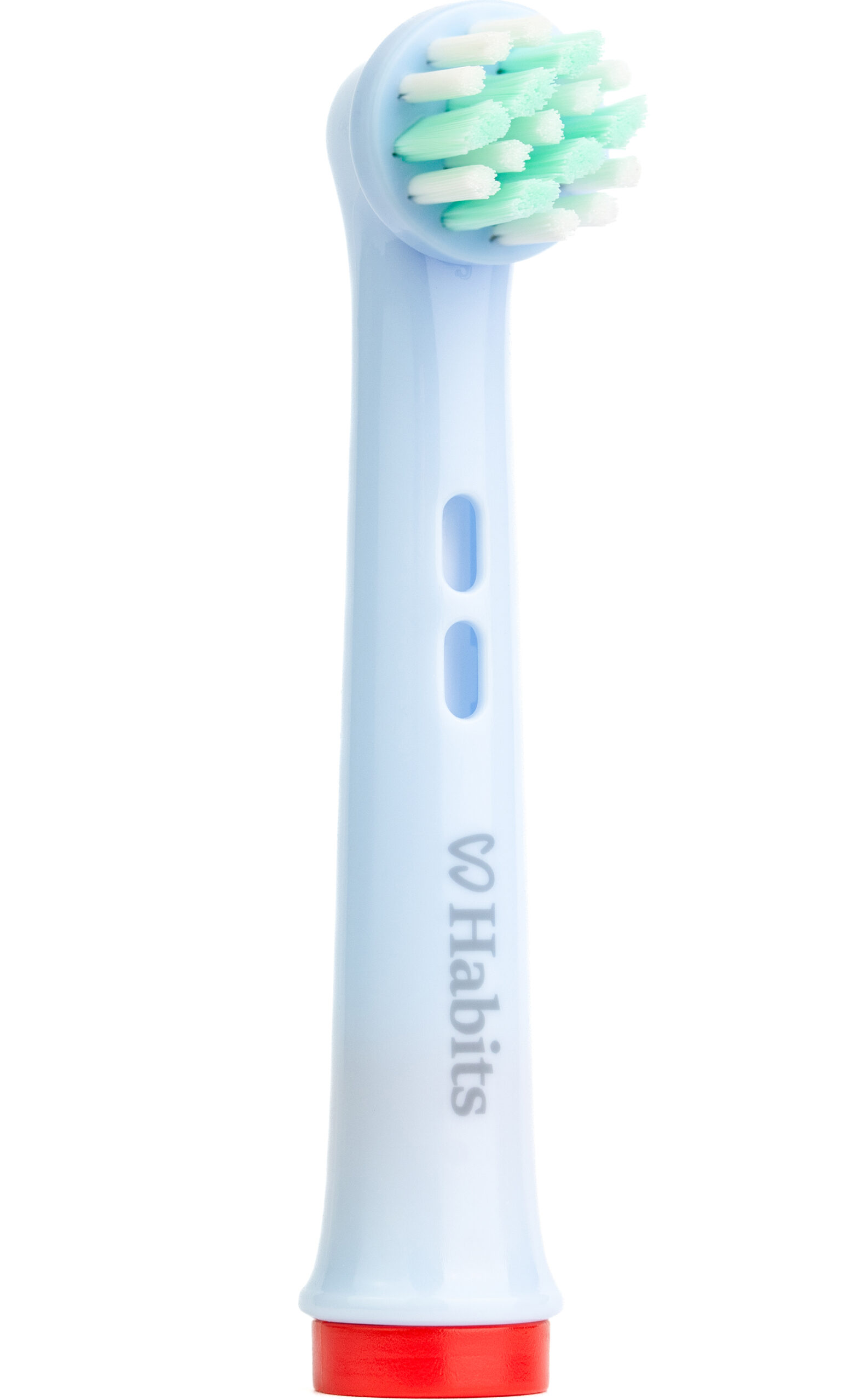 Blå tandborsthuvuden för barn från Habits, kompatibla med Oral-B Kids eltandborstar, designade för skonsam och effektiv rengöring